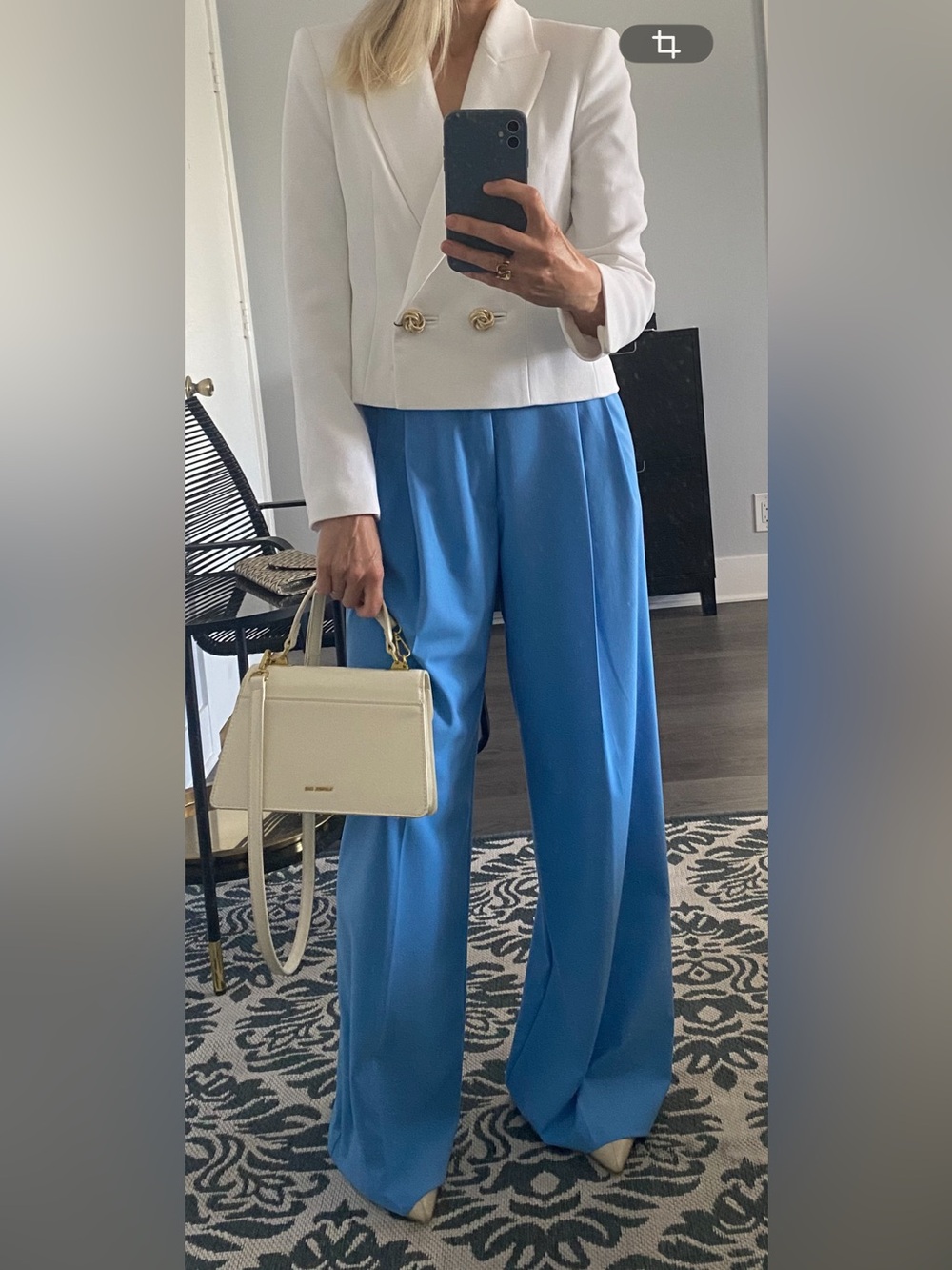 Zara Wide-Leg High-Waist Pants in Sky Blue size S